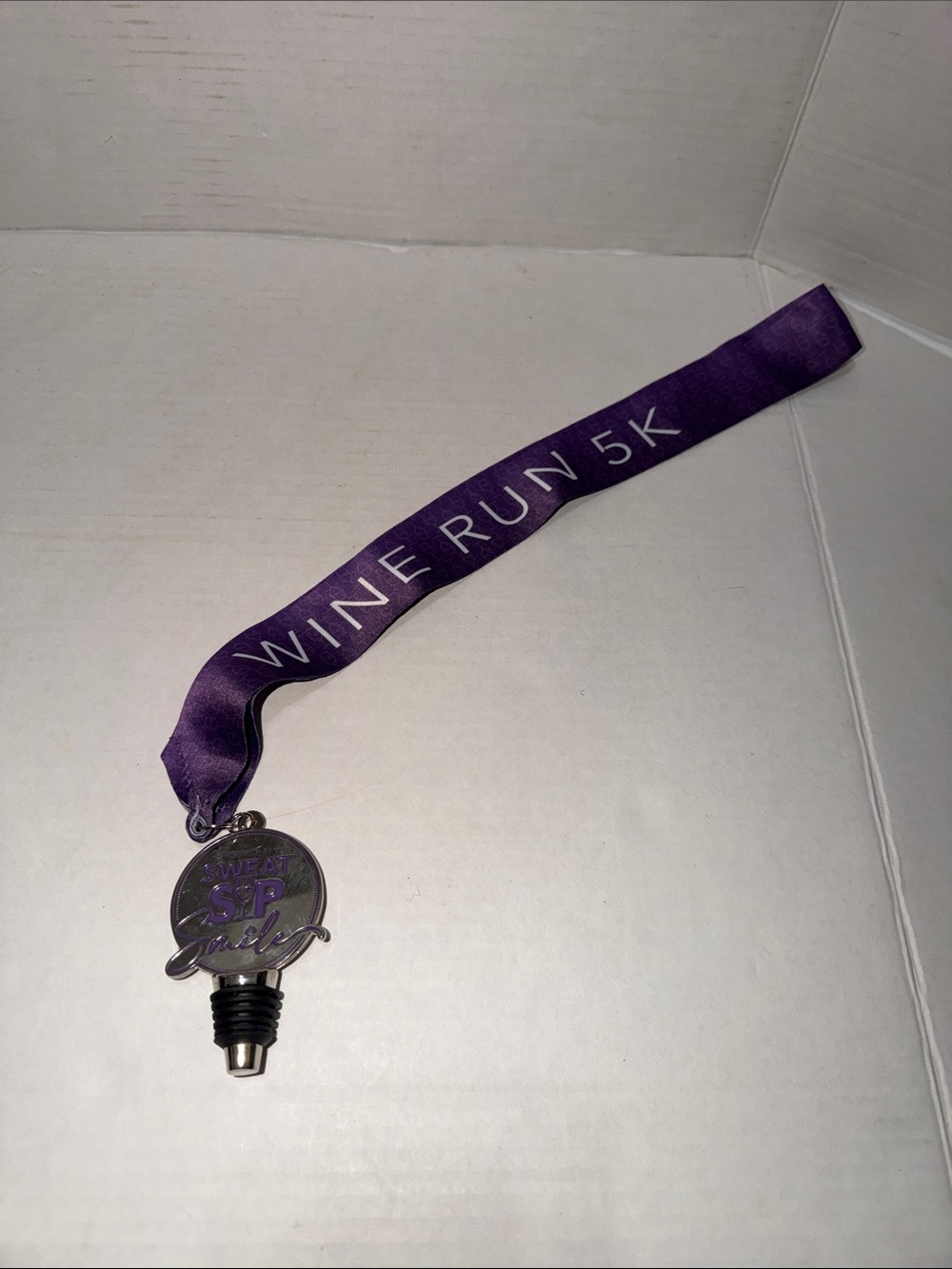 Purple Wine Run 5K Medal Bottle Stopper Necklace Medal